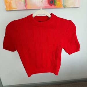 Zara Red Crop Knit Sweater